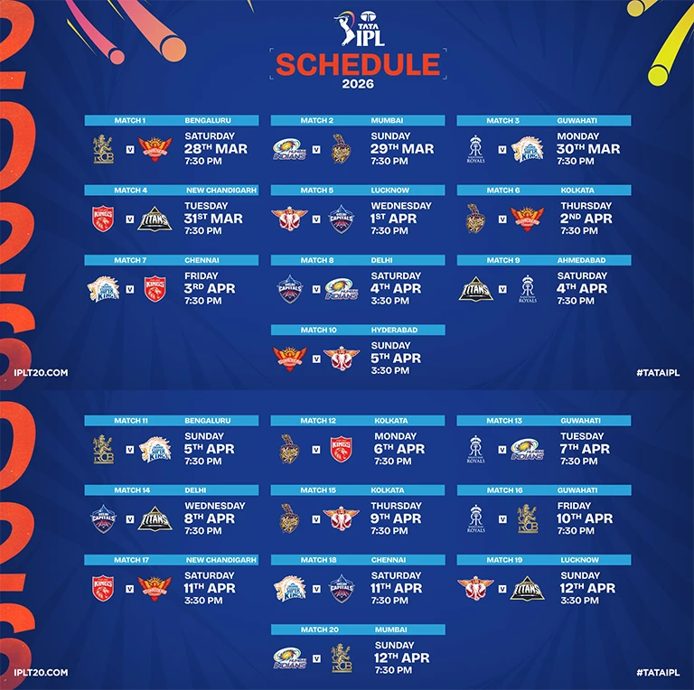 TATA IPL 2026 Schedule in Kannada